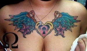 love valentine sexy girl on her boob tattoo