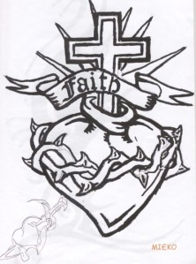 love heart cross tattoo