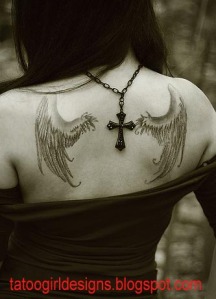 pretty girl angelwings tattoo style