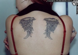 sexy girl wings tattoo on back